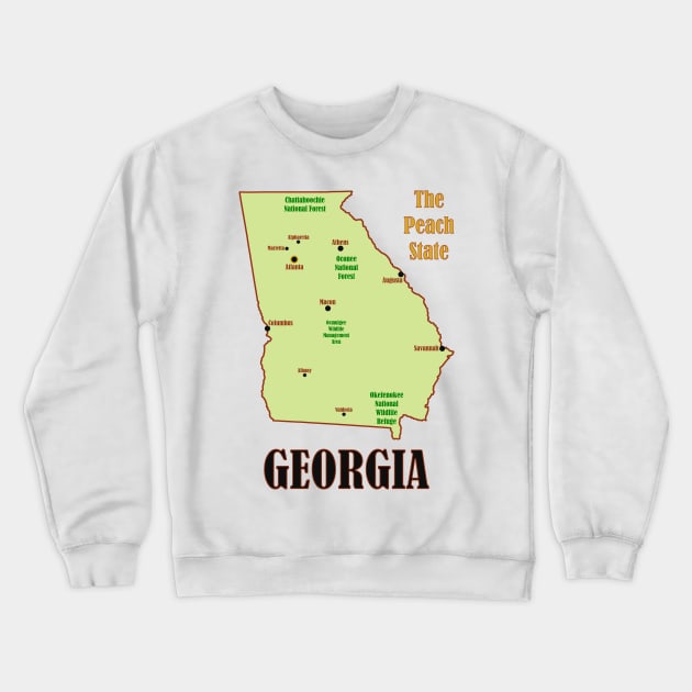 Georgia Map Crewneck Sweatshirt by Pr0metheus